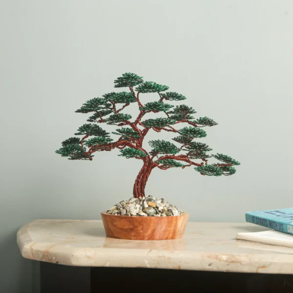 Handcrafted Aluminium Wire Bonsai Tree – Unique Desk Decoration for Home & Office - R2G